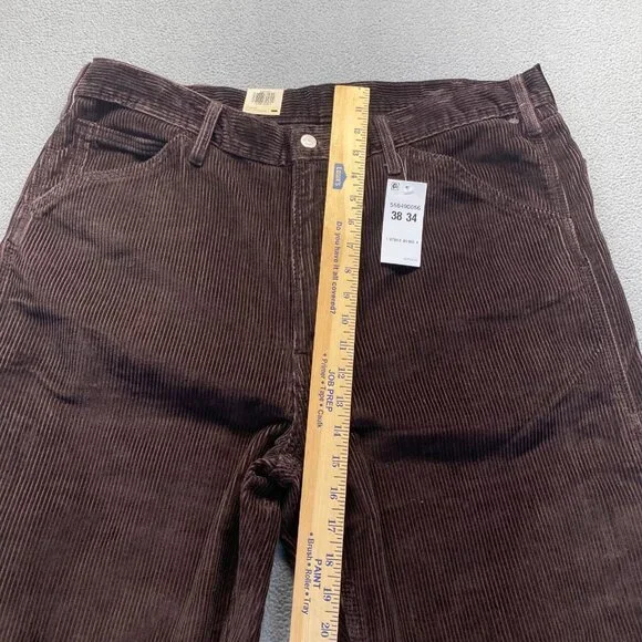 Levis 568 Loose Straight Carpenter Pants Brown Corduroy Workwear Size 38x34
